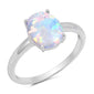 Solid Oval White Opal  .925 Sterling Silver Ring Sizes 4-12