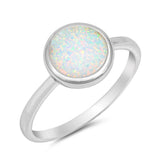 Solid Round White Opal .925 Sterling Silver Ring Sizes 4-12