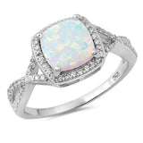 <span>CLOSEOUT! </span>Lab Created White Opal Twisted Band .925 Sterling Silver Ring