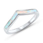 <span>CLOSEOUT! </span>Lab Created White Opal Thumb Chevron Stackable .925 Sterling Silver Ring Size 10