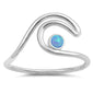 <span>CLOSEOUT!</span>Double Wave with Round Blue Opal .925 Sterling Silver Ring Sizes 5-10