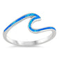 Blue Opal Wave .925 Sterling Silver Ring Sizes 5-10