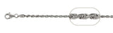 050-2.5MM Rhodium Plated Rope Chain .925  Solid Sterling Silver Available in 7"-28" inches NEW