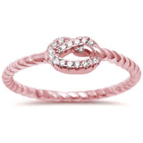 <span>¡LIQUIDACIÓN!</span> Anillo de plata de ley .925 chapado en oro rosa con diseño de nudo de amor en forma de corazón. Tallas 4-10