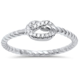 Heart Love Knot Design .925 Sterling Silver Ring Sizes 4-10