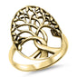 <span>CLOSEOUT!</span>Yellow Gold Plated Family Tree .925 Solid Sterling Silver Ring Size 12