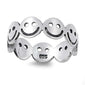 Solid Eternity Smiley Face .925 Sterling Silver Ring Sizes 5-10
