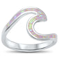 Wave Ocean Beach Pink Opal .925 Sterling Silver Ring Sizes 5-12