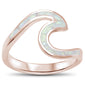 Rose Gold Plated Wave Ocean Beach White Opal .925 Sterling Silver Ring sizes 5-10