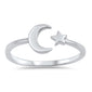 <span>CLOSEOUT!</span>Solid Moon & Star Sterling Silver .925 Sterling Silver Ring