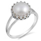 Crown White Pearl .925 Sterling Silver Ring Sizes 4-10