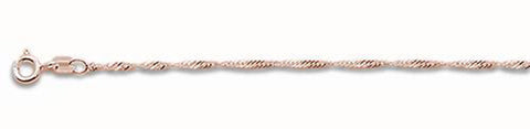 025-1.6MM Rose Gold Plated Singapore Chain .925  Solid Sterling Silver Available in 16"- 22" inches