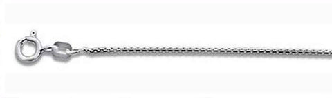 019-1MM Rhodium Plated Round Box Chain .925  Solid Sterling Silver Sizes 16-20"