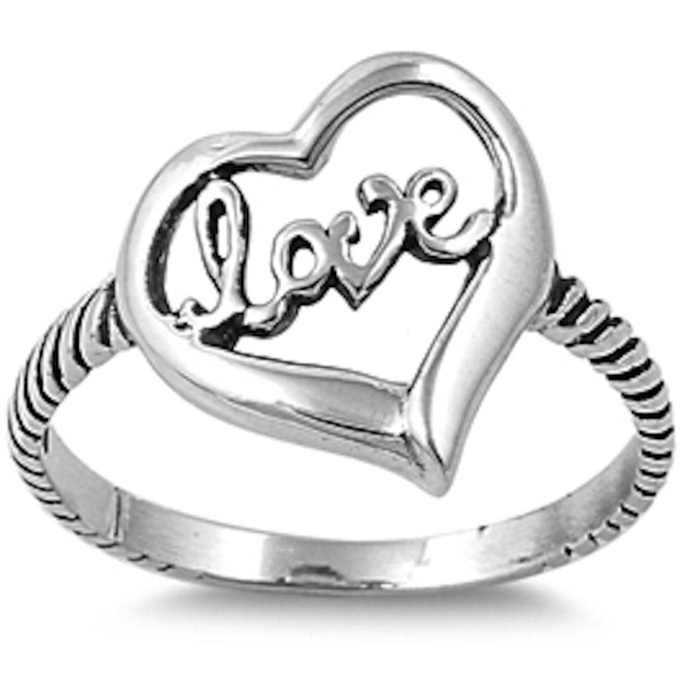 Love Heart Fashion Promise .925 Sterling Silver Ring sizes 5-9