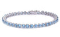 Aquamarine Heart Cz Gemstone Bracelet Solid .925 Sterling Silver