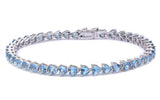 Aquamarine Heart Cz Gemstone Bracelet Solid .925 Sterling Silver