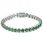 Emerald Heart Cz Gemstone Bracelet Solid .925 Sterling Silver