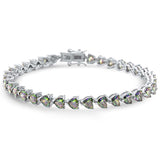 Rainbow Topaz Heart Cz Gemstone .925 Sterling Silver Bracelet