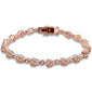 Rose Gold plated Pear Morganite & Cubic Zirconia .925 Sterling Silver Bracelet 7.5" Long