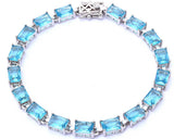 17.50ct Radiant Cut Aquamarine .925 Sterling Silver Bracelet 7 1/4"