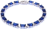 17.50ct Radiant Cut Blue Sapphire .925 Sterling Silver Bracelet 7 1/4"