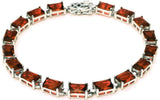 17.50ct Radiant Cut Garnet.925 Sterling Silver Bracelet 7 1/4"
