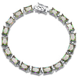 17.50CT Radian Cut Rainbow Topaz .925 Sterling Silver Bracelet
