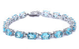 13.5CT Oval Cut Aqumarine .925 Sterling Silver Bracelet