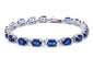 13.5CT Oval Cut Blue Sapphire .925 Sterling Silver Bracelet
