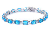 13.5CT Oval Cut Elegant Blue Topaz .925 Sterling Silver Bracelet