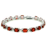 13.5CT Oval Garnet .925 Sterling Silver Bracelet 7.25"