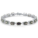 13.5CT Oval Rainbow Topaz .925 Sterling Silver Bracelet