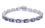 13.5CT Oval Cut Tanzanite .925 Sterling Silver Bracelet