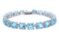 24CT Princess Cut Aquamarine .925 Sterling Silver Bracelet
