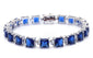 24CT Princess Cut Blue Sapphire .925 Sterling Silver Bracelet