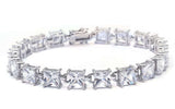 24CT Princess Cut Fine Cubic Zirconia .925 Sterling Silver Bracelet