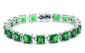 24CT Princess Cut Green Emerald .925 Sterling Silver Bracelet