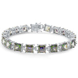24CT Princess Cut Rainbow Topaz .925 Sterling Silver Bracelet