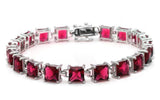 24CT Princess Cut Ruby .925 Sterling Silver Bracelet