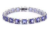 24CT Princess Cut Tanzanite .925 Sterling Silver Bracelet