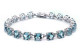 16.5CT Round Aquamarine .925 Sterling Silver Bracelet