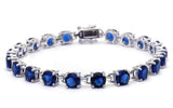 16.5CT Round Blue Sapphire .925 Sterling Silver Bracelet