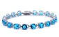 16.5CT Elegant Round Blue Topaz .925 Sterling Silver Bracelet