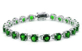 16.5CT Round Green Emerald .925 Sterling Silver Bracelet