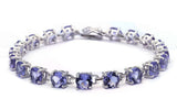 16.5CT Round Tanzanite .925 Sterling Silver Bracelet