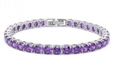 4.5MM Round 14.5CT Amethyst.925 Sterling Silver Bracelet 7.25"