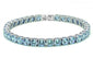 14.5CT Round Aquamarine .925 Sterling Silver Bracelet