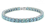 4.5MM Round 14.5CT Aquamarine.925 Sterling Silver Bracelet 7.25"