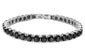 4.5MM Round 14.5CT Fine Black Cubic Zirconia .925 Sterling Silver Bracelet 7.25"