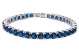 14.5CT Round Blue Sapphire .925 Sterling Silver Bracelet